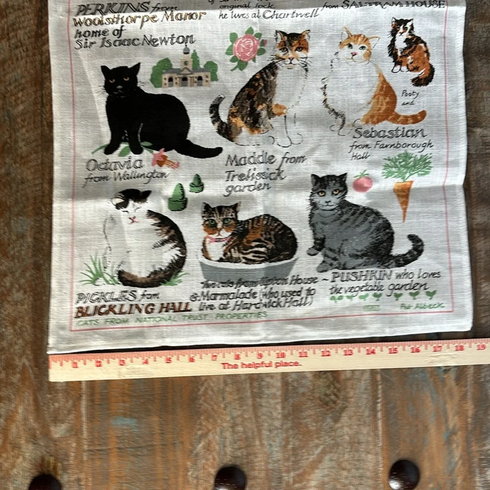 Cats From National Trust Properties Linen Tea Towel